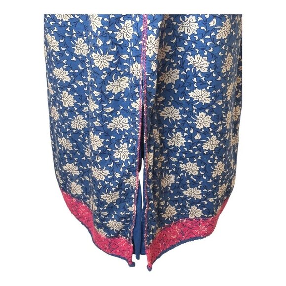 J Crew Dress Women XS Blue Floral Embroidered Midi Preppy Boho Cottagecore - Picture 4 of 15